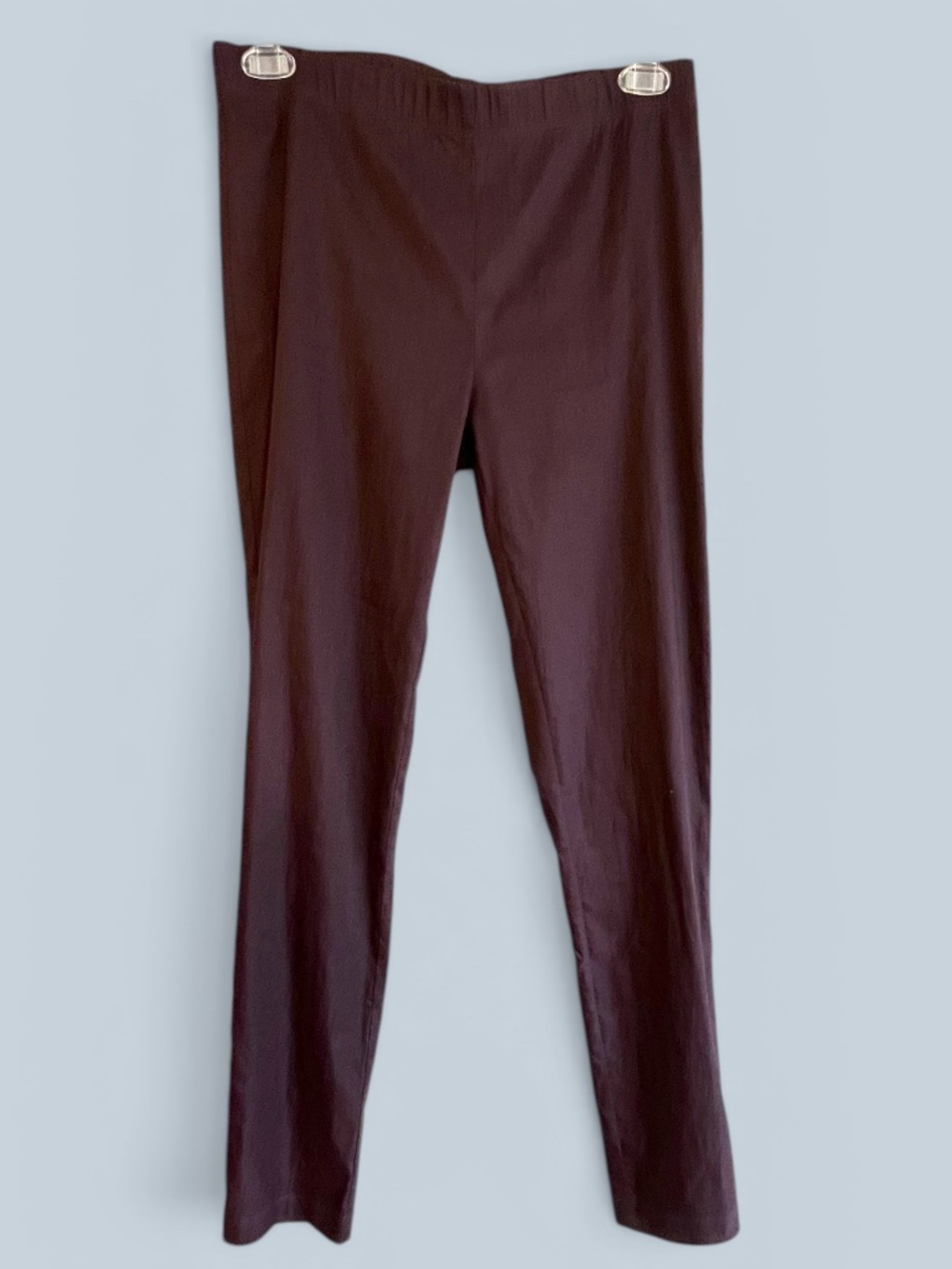 Sarah Pacini Italian Stretch Linen Black Cherry Slim Tapered Pants Size 3 (L)